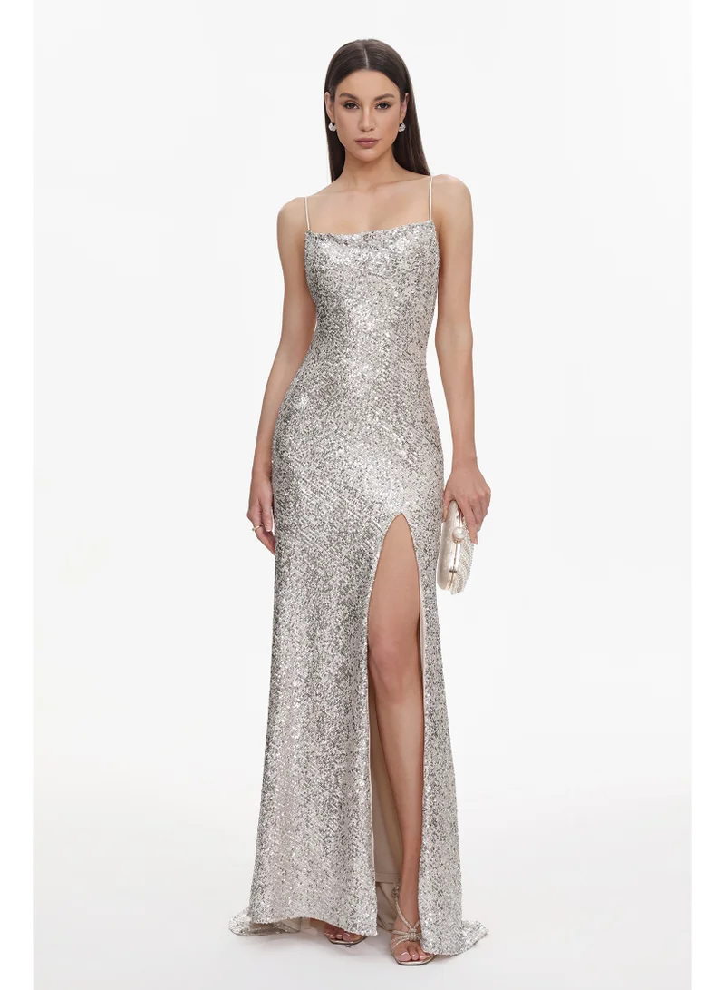 Fagra Glamorous Contour Sleeveless High Slit Sequin Maxi Dress
